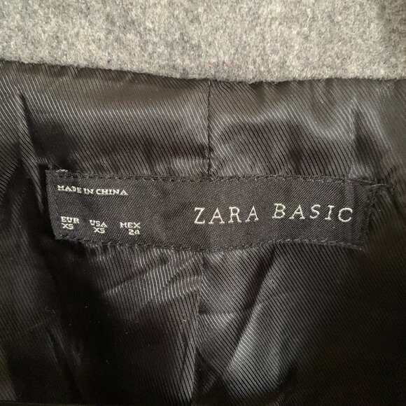 ZARA Wool Blend Double Breasted Coat 7901/222, Grey, Size XS - Picture 3 of 7